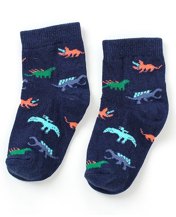 Cutewalk By Babyhug Anti Bacterial Ankle Length Non Terry Socks Dino Design Pack of 5 - Multicolour