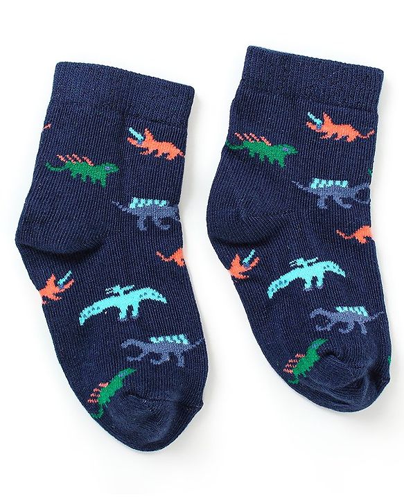 Cutewalk By Babyhug Anti Bacterial Ankle Length Non Terry Socks Dino Design Pack of 5 - Multicolour
