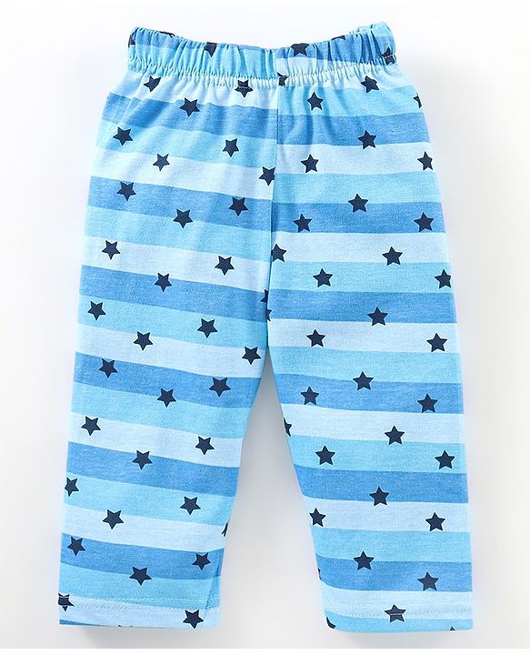Babyhug Cotton Knit Full Sleeves Night Suit Star Print - Blue