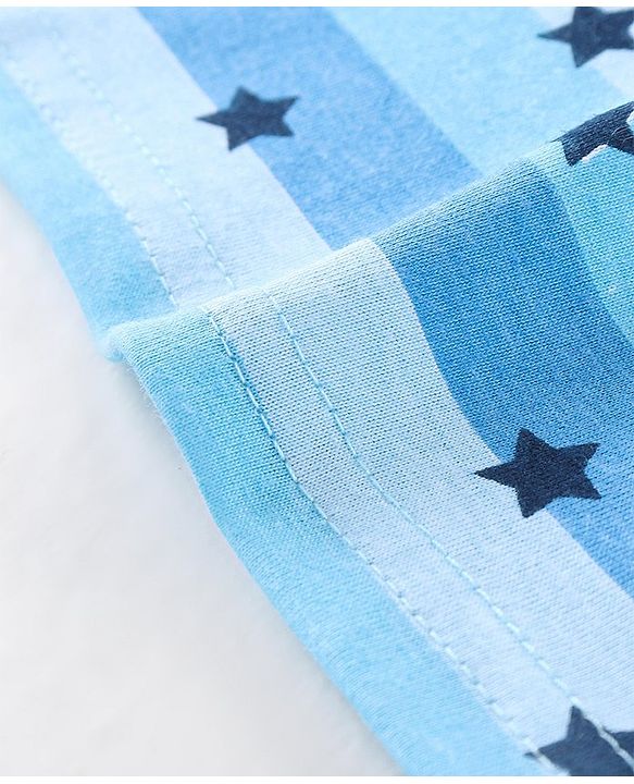 Babyhug Cotton Knit Full Sleeves Night Suit Star Print - Blue