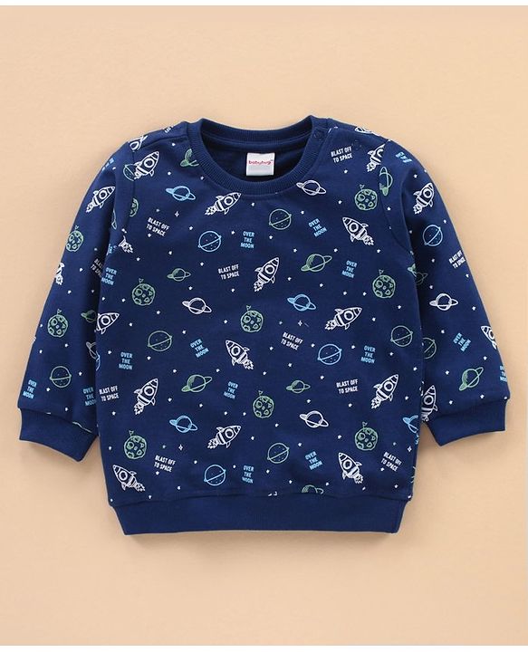 Babyhug Full Sleeves Sweatshirts Printed Pack of 2 - Navy