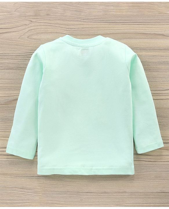 Babyhug Full Sleeves T-Shirt & Joggers Set Dino Print - Light Green Blue