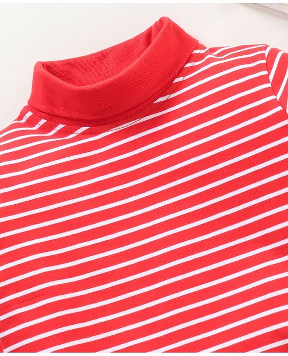 Babyhug Full Sleeves Striped Skivi Tee - Red