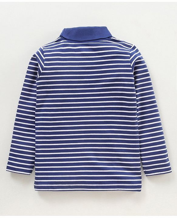 Babyhug Full Sleeves Striped Skivi Tee - Navy