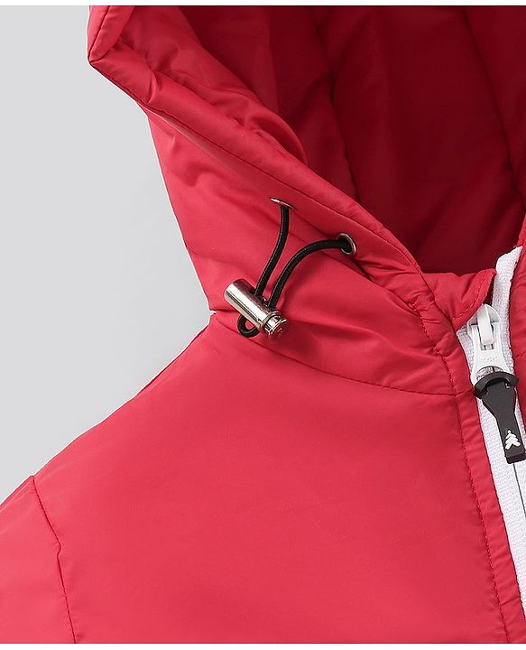 Pine Kids Nylon Full Sleeves Padded and Hooded Moderate Winter Jacket - Red