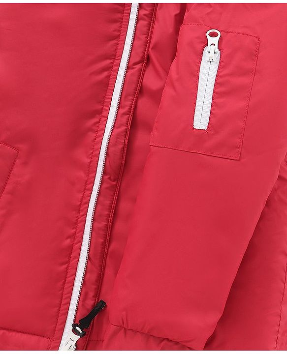 Pine Kids Nylon Full Sleeves Padded and Hooded Moderate Winter Jacket - Red