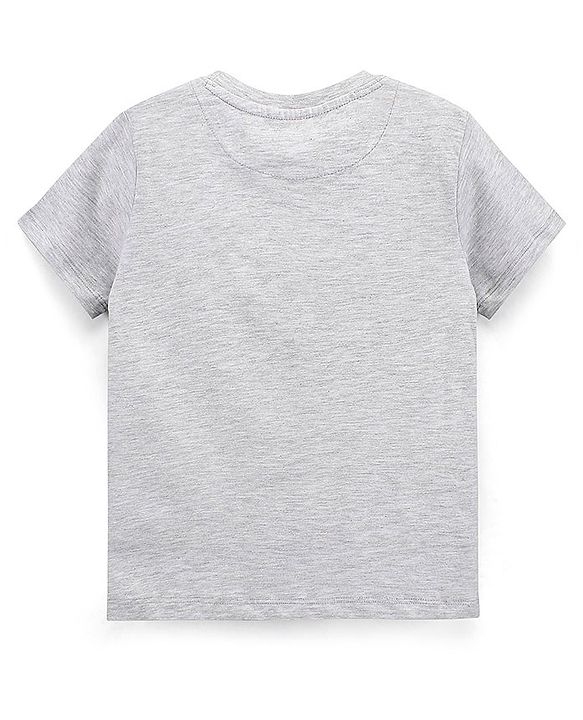 Pine Kids Half Sleeves Biowashed T-Shirt Emoji Print - Grey