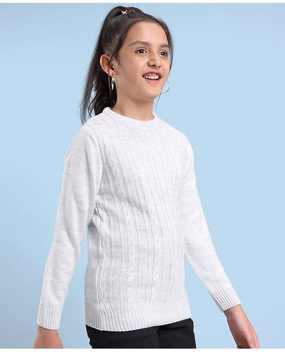 Pine Kids Cable Structure Medium Winter Pullover - Grey