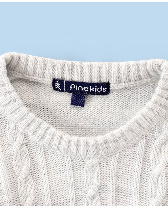 Pine Kids Cable Structure Medium Winter Pullover - Grey