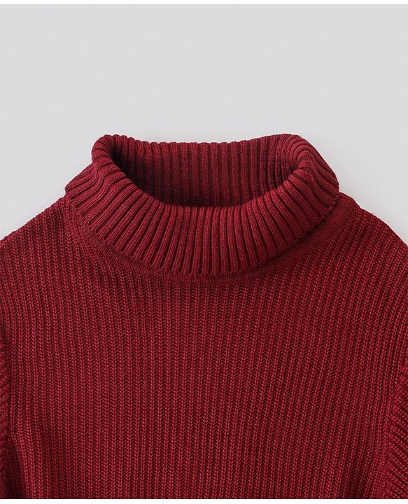 Pine Kids Full Sleeves Turtle Neck Jacquard Pullover Medium Winter Block Design Sweater- Multicolor
