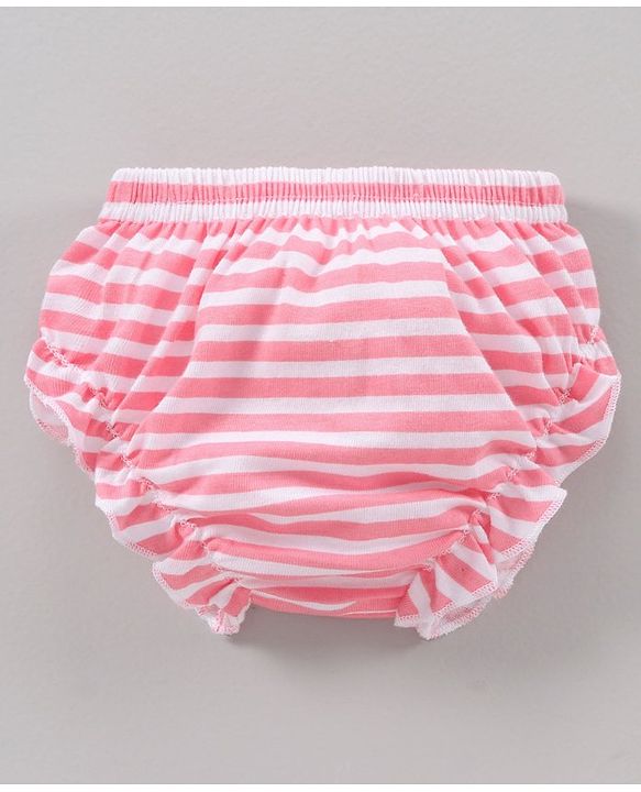 Babyhug 100% Cotton Antibacterial Bloomers Striped And Floral Print Pack of 3 - Pink Yellow Purple