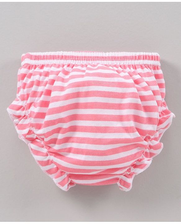 Babyhug 100% Cotton Antibacterial Bloomers Striped And Floral Print Pack of 3 - Pink Yellow Purple