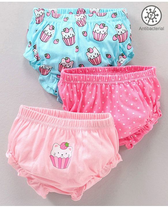 Babyhug 100% Cotton Antibacterial Bloomers Multiprint Pack Of 3 - Multicolor