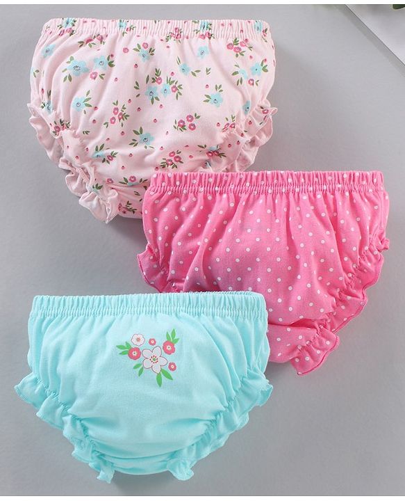 Babyhug 100% Cotton Antibacterial Bloomers Multiprint Pack Of 3 - Multicolor