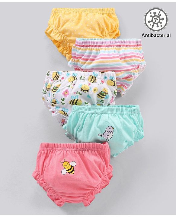 Babyhug 100% Cotton Antibacterial Bloomers Pack of 5 - Multicolour