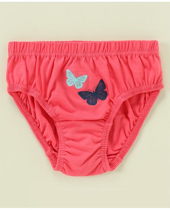 Babyhug 100% Cotton Antibacterial Stripes & Butterfly Print Panties Pack Of 3 - Multicolor