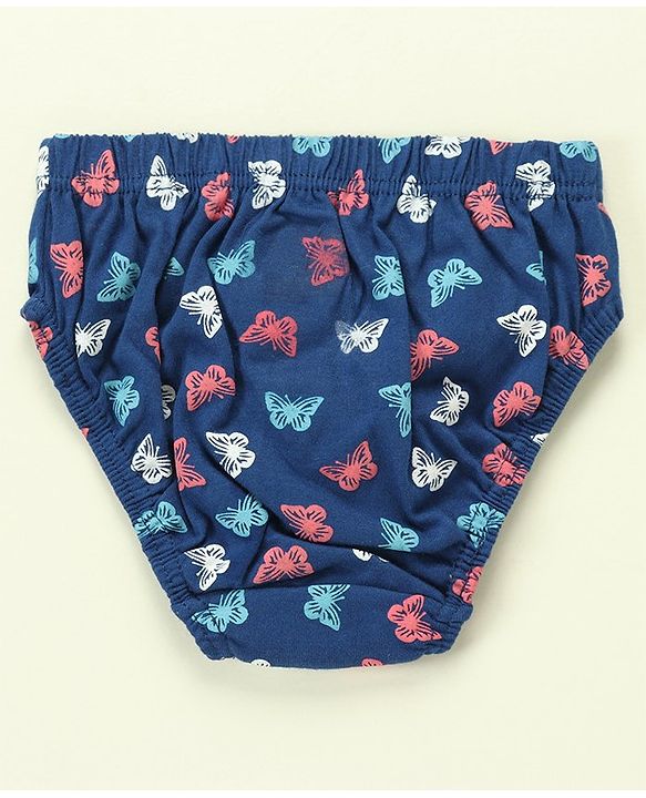 Babyhug 100% Cotton Antibacterial Stripes & Butterfly Print Panties Pack Of 3 - Multicolor