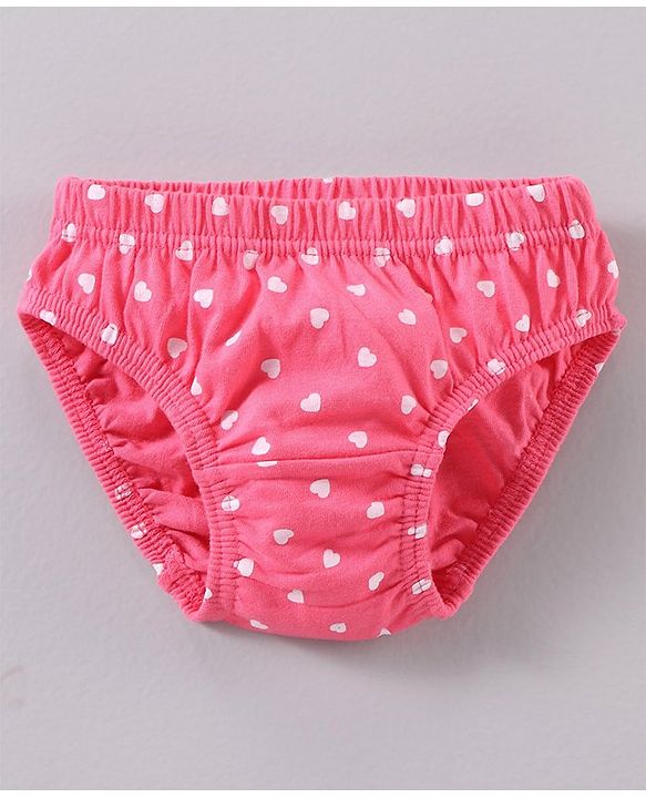 Babyhug Cotton Knit Antibacterial Panties Heart Print Pack of 3 - Multicolour