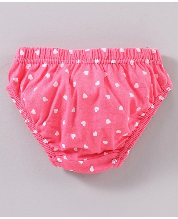 Babyhug Cotton Knit Antibacterial Panties Heart Print Pack of 3 - Multicolour
