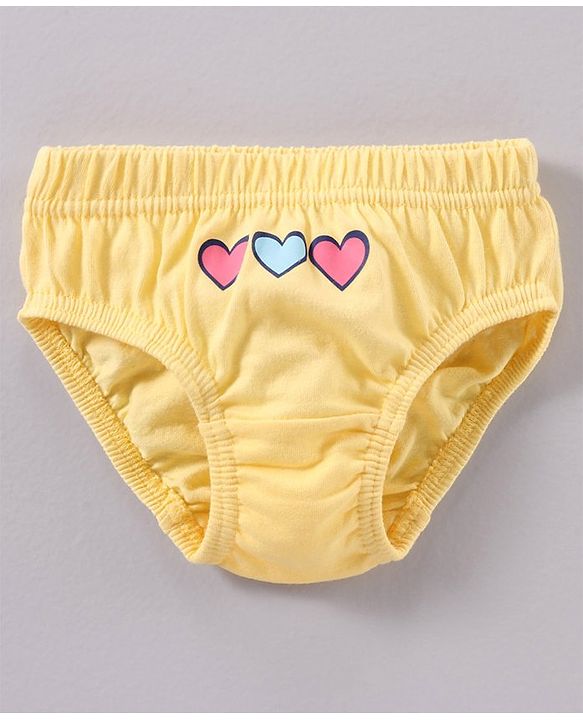 Babyhug Cotton Knit Antibacterial Panties Heart Print Pack of 3 - Multicolour