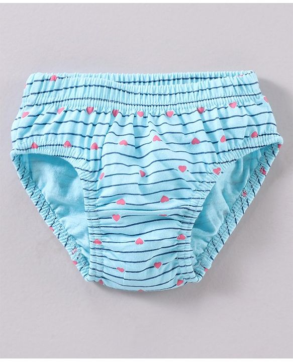 Babyhug Cotton Knit Antibacterial Panties Heart Print Pack of 3 - Multicolour