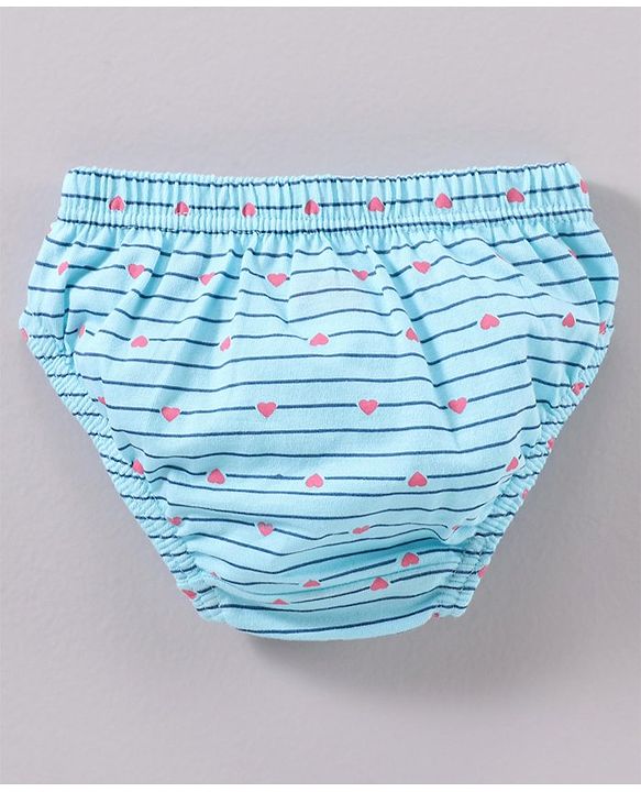 Babyhug Cotton Knit Antibacterial Panties Heart Print Pack of 3 - Multicolour