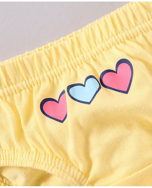 Babyhug Cotton Knit Antibacterial Panties Heart Print Pack of 3 - Multicolour