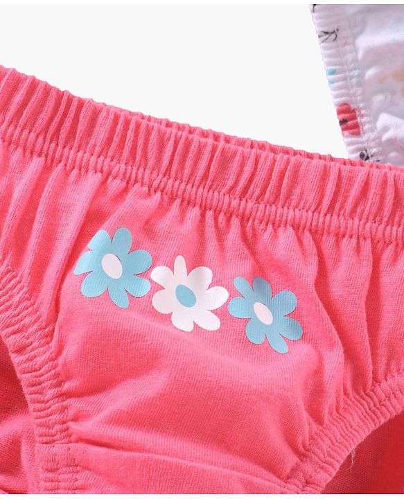 Babyhug Cotton Knit Antibacterial Panties Heart Print Pack of 3 - Multicolour