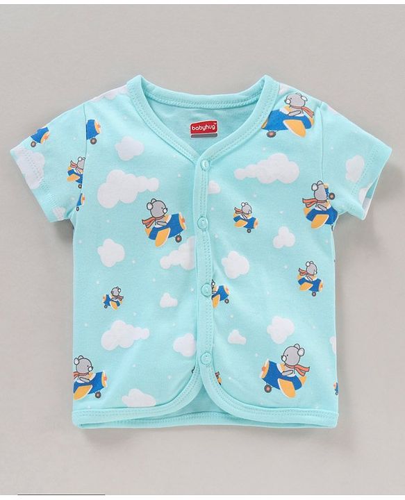 Babyhug 100% Cotton Half Sleeves Bear Printed & Striped Vests Pack Of 5 - Multicolour