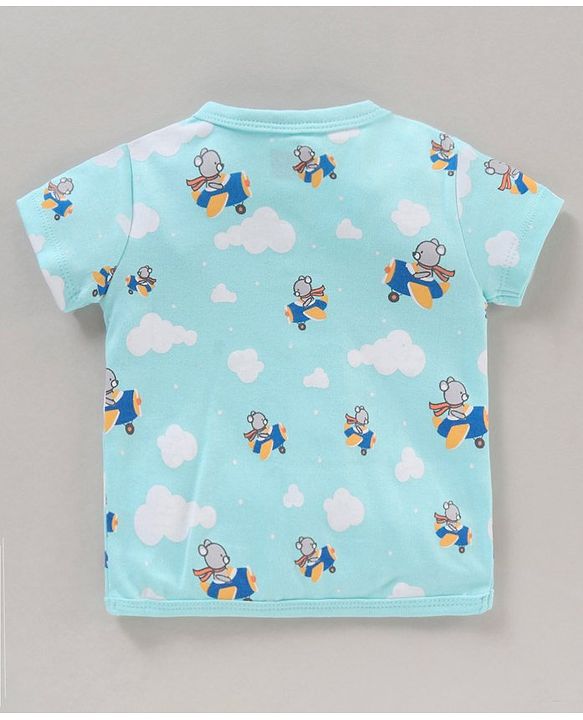 Babyhug 100% Cotton Half Sleeves Bear Printed & Striped Vests Pack Of 5 - Multicolour