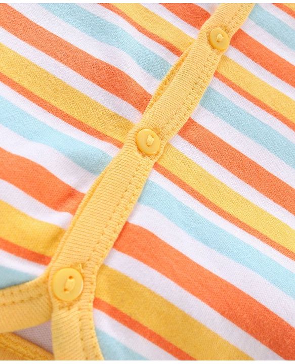 Babyhug 100% Cotton Half Sleeves Bear Printed & Striped Vests Pack Of 5 - Multicolour