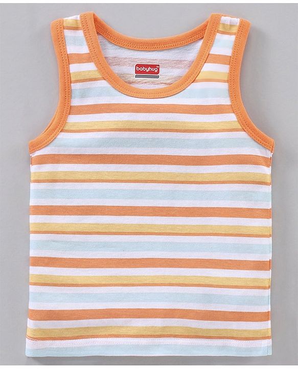 Babyhug 100% Cotton Antibacterial Sleeveless Sando Stripes Printed Pack of 5 - Multicolour