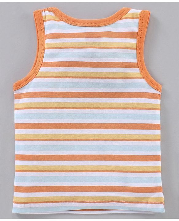 Babyhug 100% Cotton Antibacterial Sleeveless Sando Stripes Printed Pack of 5 - Multicolour
