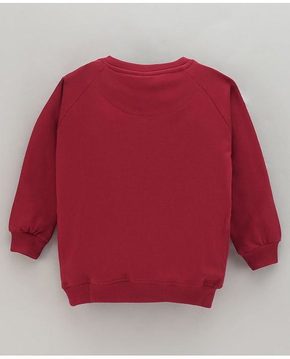 Babyhug Full Sleeves Cotton Knit Sweatshirt With Applique- Maroon