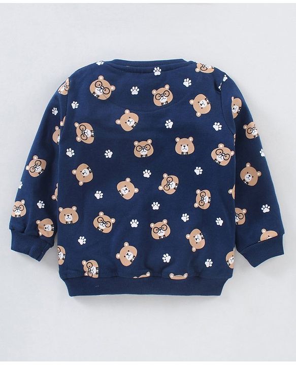 Babyhug Pack of 2 Full Sleeves Cotton Knit Sweatshirts With Bear Print  - Multicolor