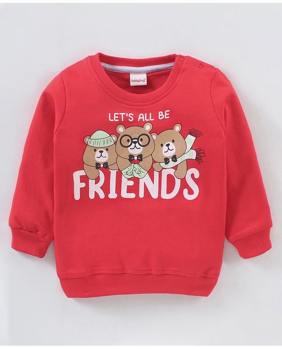 Babyhug Pack of 2 Full Sleeves Cotton Knit Sweatshirts With Bear Print  - Multicolor