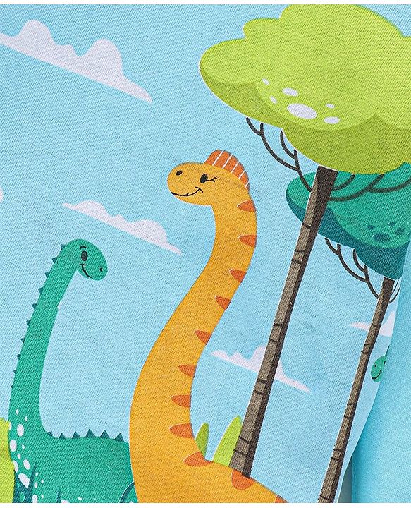 Babyhug Cotton Full Sleeves T-Shirt Jungle Print - Light Blue