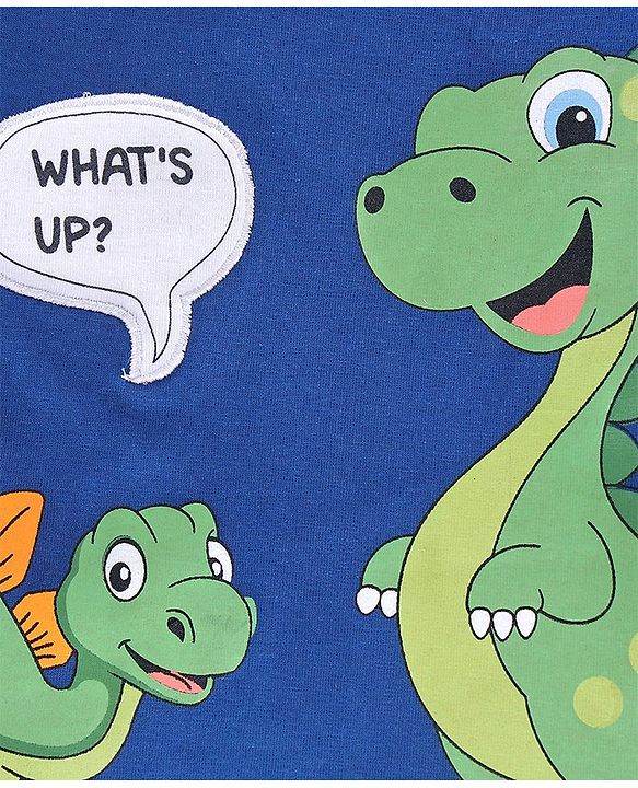 Babyhug Full Sleeves T-Shirts Dinosaur Print - Navy Blue