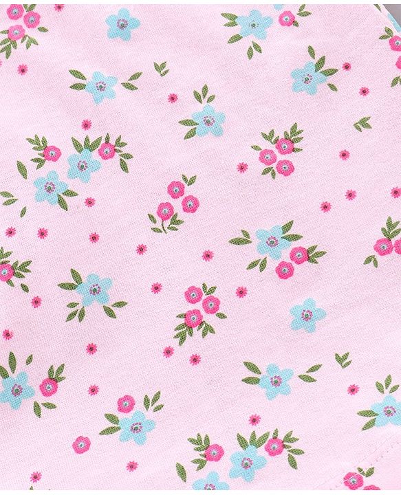 Babyhug 100% Cotton Antibacterial Slips Flower Print Pack Of 3 -Pink Blue