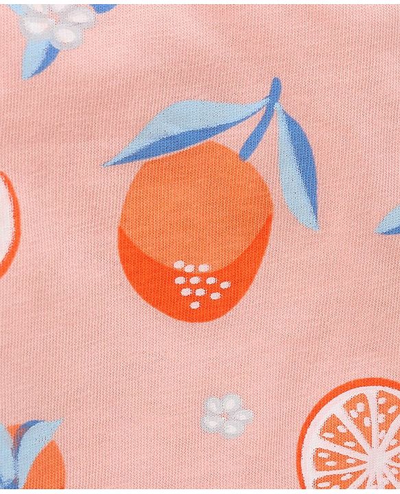 Babyhug 100% Cotton Antibacterial Sleeveless Slips Oranges Print Pack of 3 - Orange Peach Sky Blue