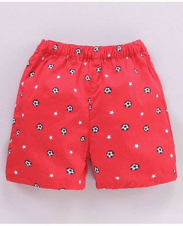 Babyhug Cotton Woven Boxers Multi-Print Pack of 3 - Red Blue