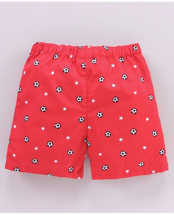 Babyhug Cotton Woven Boxers Multi-Print Pack of 3 - Red Blue
