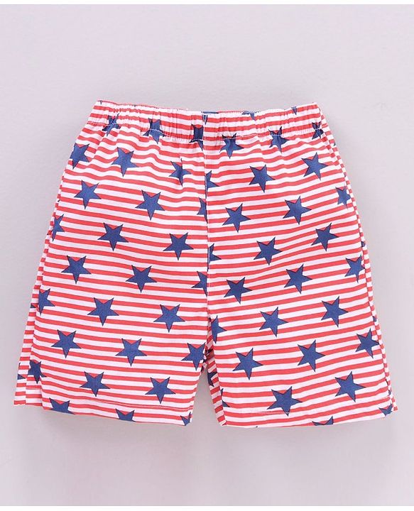 Babyhug Cotton Woven Boxers Multi-Print Pack of 3 - Red Blue