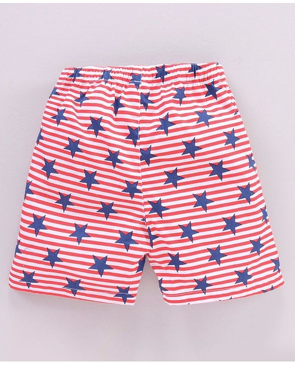 Babyhug Cotton Woven Boxers Multi-Print Pack of 3 - Red Blue