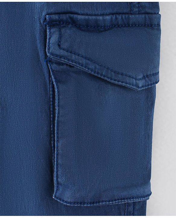 Pine Kids Full Length Stretchable Jogger With Cargo Pockets & Draw Cord - Blue