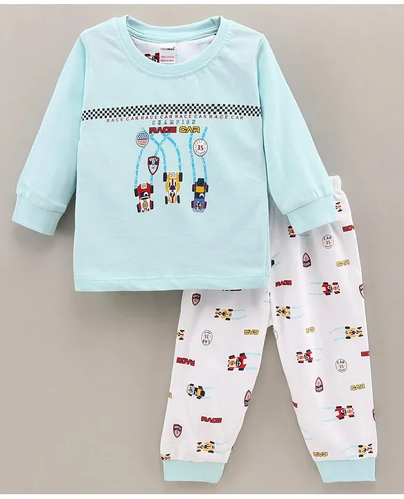 Buy CUCUMBER Full Sleeves Printed Night Suit Light Blue for Boys 3 6 Months Online in India Shop at FirstCry 11403126