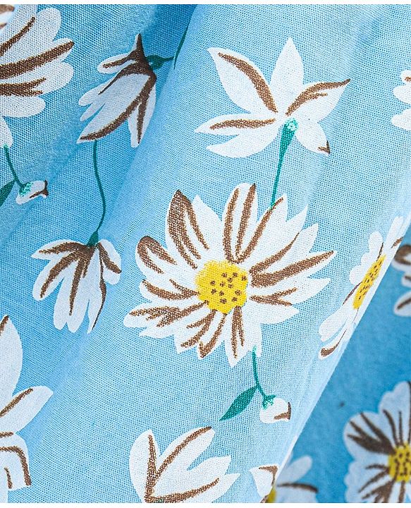 Babyhug 100% Cotton One Shoulder Frock Floral Print - Blue