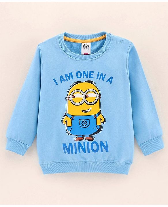Babyhug Full Sleeves Knit Sweatshirt Minion Print- Blue