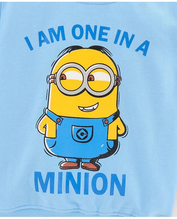 Babyhug Full Sleeves Knit Sweatshirt Minion Print- Blue