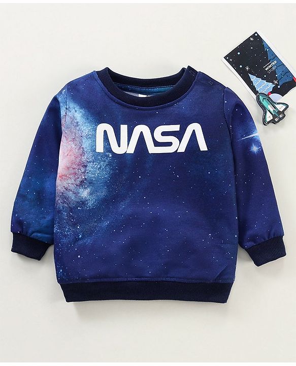 Babyhug Knit Full Sleeves Sweatshirt Navy (Print May Vary)